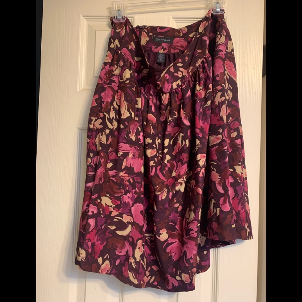 Wine colored floral skirt